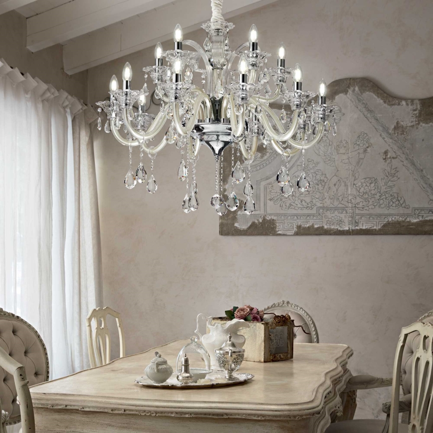 Ideal Lux - Kristalni luster na lancu COLOSSAL 15xE14/40W/230V pr. 95 cm krem/sjajni krom