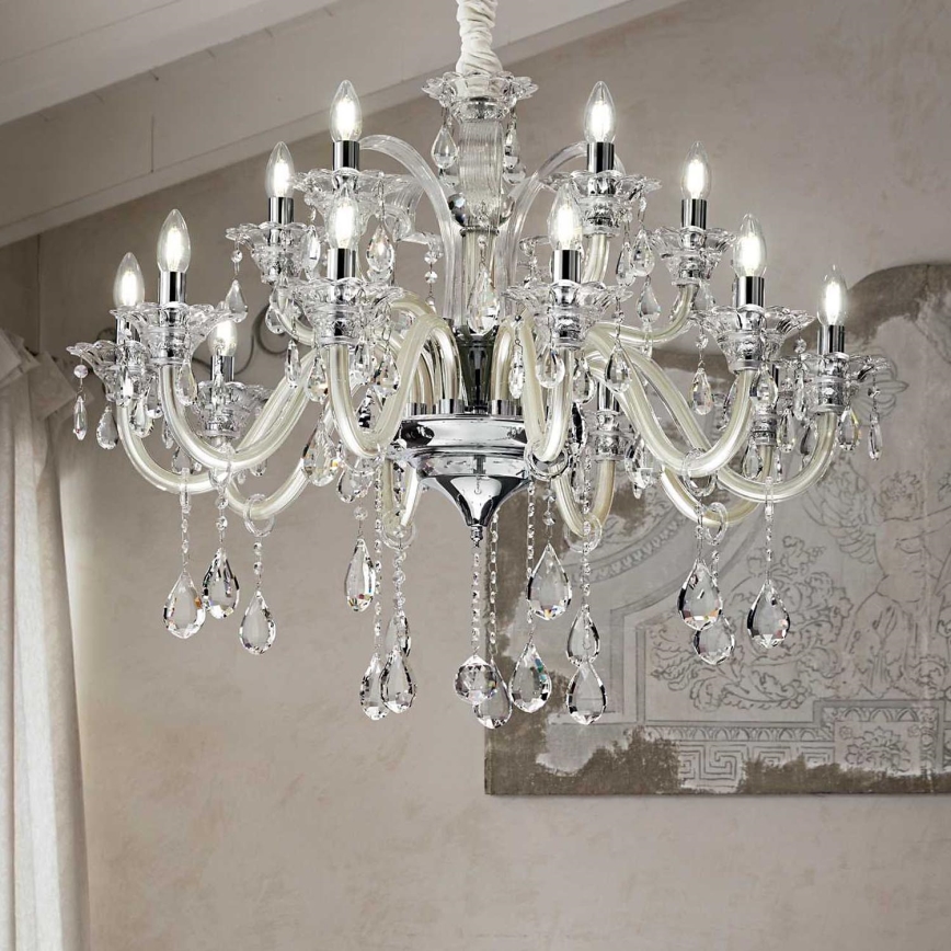 Ideal Lux - Kristalni luster na lancu COLOSSAL 15xE14/40W/230V pr. 95 cm krem/sjajni krom