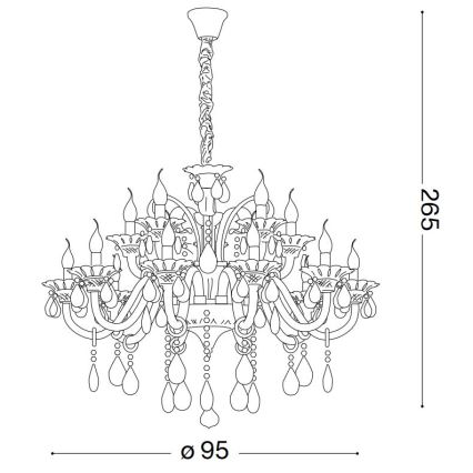 Ideal Lux - Kristalni luster na lancu COLOSSAL 15xE14/40W/230V pr. 95 cm prozirna/sjajni krom