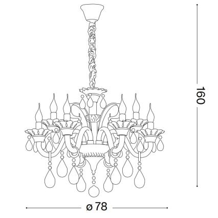 Ideal Lux - Kristalni luster na lancu COLOSSAL 8xE14/40W/230V pr. 78 cm siva/sjajni krom