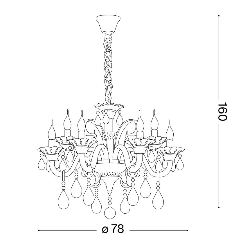 Ideal Lux - Kristalni luster na lancu COLOSSAL 8xE14/40W/230V pr. 78 cm siva/sjajni krom