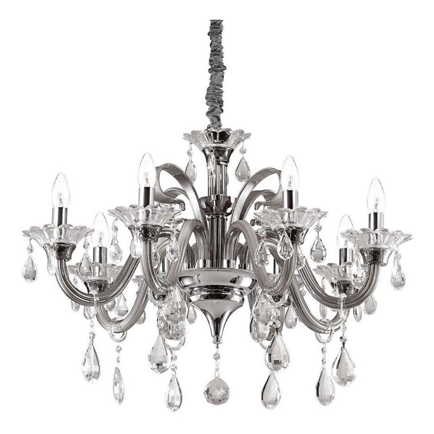Ideal Lux - Kristalni luster na lancu COLOSSAL 8xE14/40W/230V pr. 78 cm siva/sjajni krom