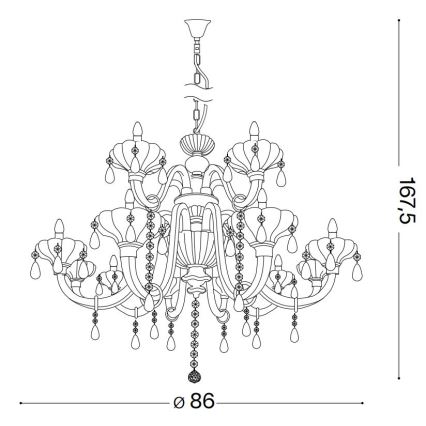 Ideal Lux - Kristalni luster na lancu CONTINENTAL 12xE14/40W/230V pr. 86 cm prozirna