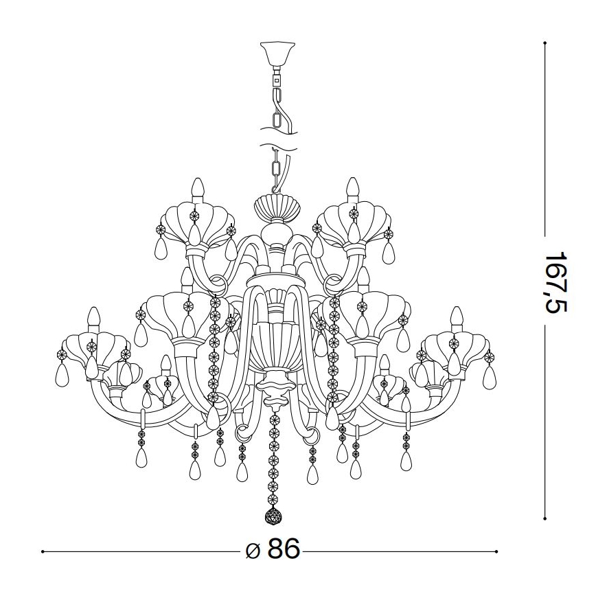 Ideal Lux - Kristalni luster na lancu CONTINENTAL 12xE14/40W/230V pr. 86 cm prozirna
