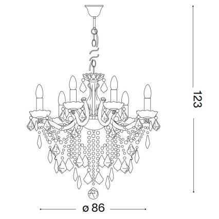 Ideal Lux - Kristalni luster na lancu FLORIAN 18xE14/40W/230V pr. 86 cm zlatna