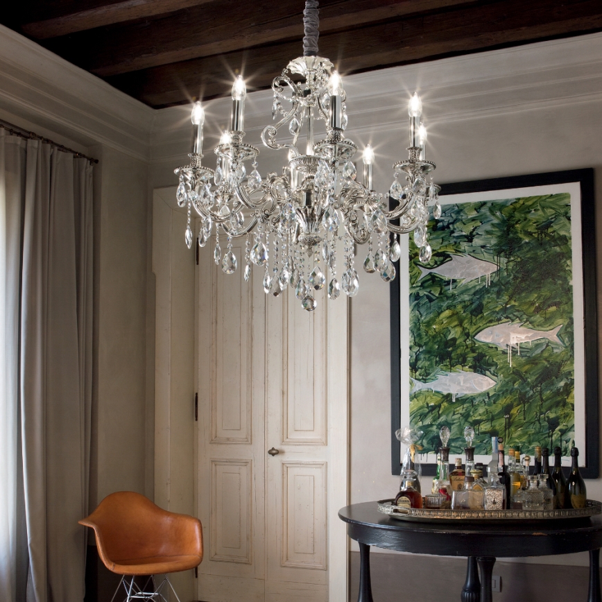 Ideal Lux - Kristalni luster na lancu GIOCONDA 8xE14/40W/230V pr. 73 cm srebrna