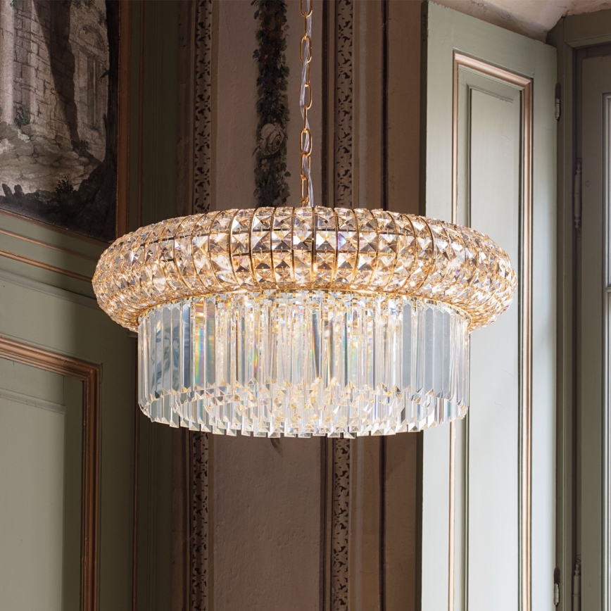 Ideal Lux - Kristalni luster na lancu NABUCCO 12xE14/40W/230V pr. 60 cm zlatna