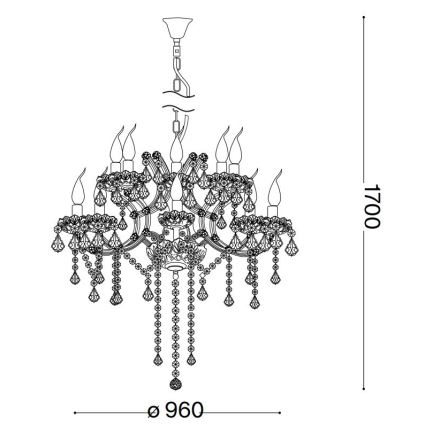 Ideal Lux - Kristalni luster na lancu NAPOLEON 18xE14/40W/230V pr. 96 cm sjajni krom