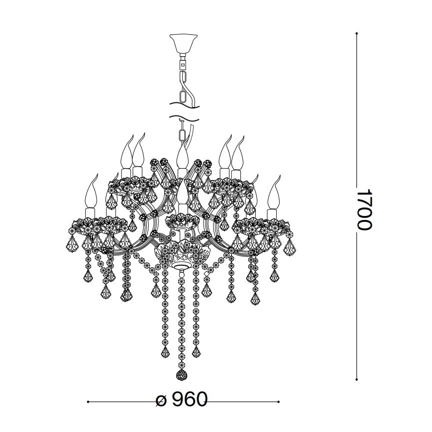 Ideal Lux - Kristalni luster na lancu NAPOLEON 18xE14/40W/230V pr. 96 cm sjajni krom