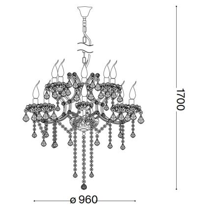 Ideal Lux - Kristalni luster na lancu NAPOLEON 18xE14/40W/230V pr. 96 cm zlatna