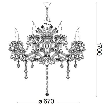 Ideal Lux - Kristalni luster na lancu NAPOLEON 8xE14/40W/230V pr. 67 cm zlatna