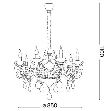Ideal Lux - Kristalni luster na lancu NEGRESCO 10xE14/28W/230V pr. 85 cm prozirna