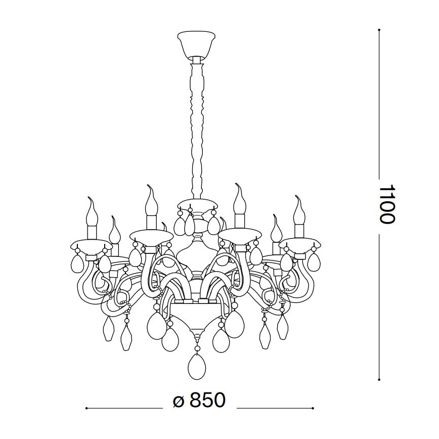 Ideal Lux - Kristalni luster na lancu NEGRESCO 10xE14/28W/230V pr. 85 cm prozirna