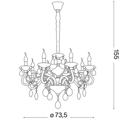 Ideal Lux - Kristalni luster na lancu NEGRESCO 8xE14/28W/230V pr. 73,5 cm prozirna
