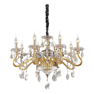 Ideal Lux - Kristalni luster na lancu NEGRESCO 8xE14/28W/230V pr. 73,5 cm zlatna