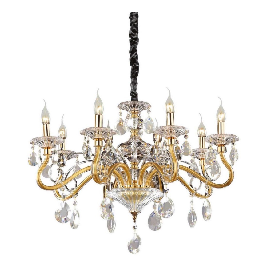 Ideal Lux - Kristalni luster na lancu NEGRESCO 8xE14/28W/230V pr. 73,5 cm zlatna