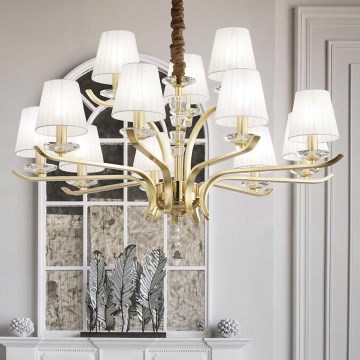 Ideal Lux - Kristalni luster na lancu PEGASO 12xE14/28W/230V pr. 102 cm zlatna