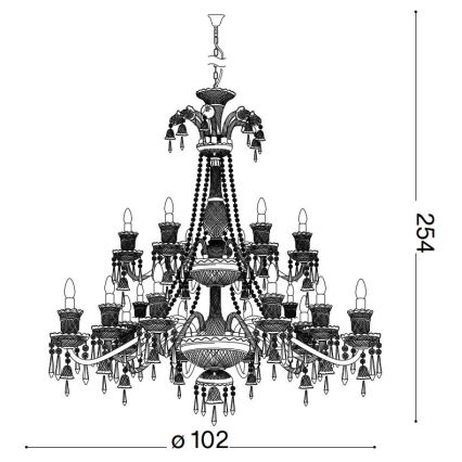 Ideal Lux - Kristalni luster na lancu REDENTORE 18xE14/40W/230V pr. 102 cm prozirna