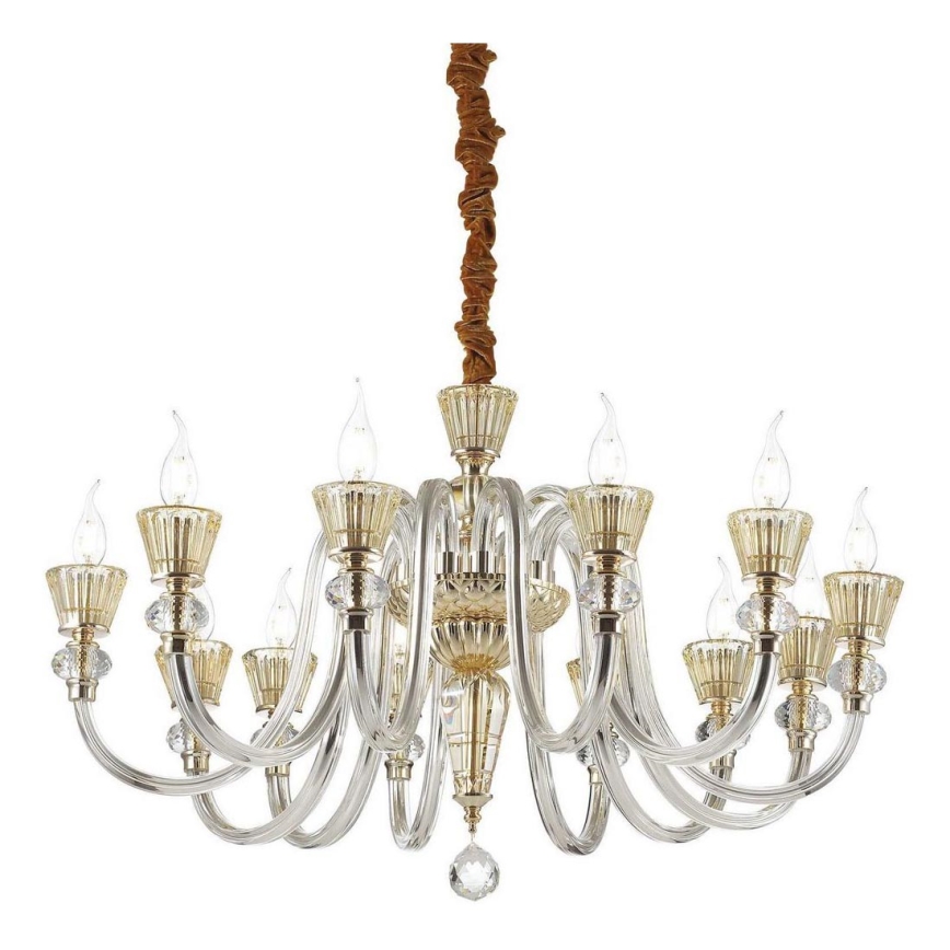 Ideal Lux - Kristalni luster na lancu STRAUSS 12xE14/40W/230V pr. 84,5 cm mesing