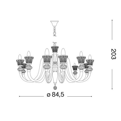 Ideal Lux - Kristalni luster na lancu STRAUSS 12xE14/40W/230V pr. 84,5 cm mesing