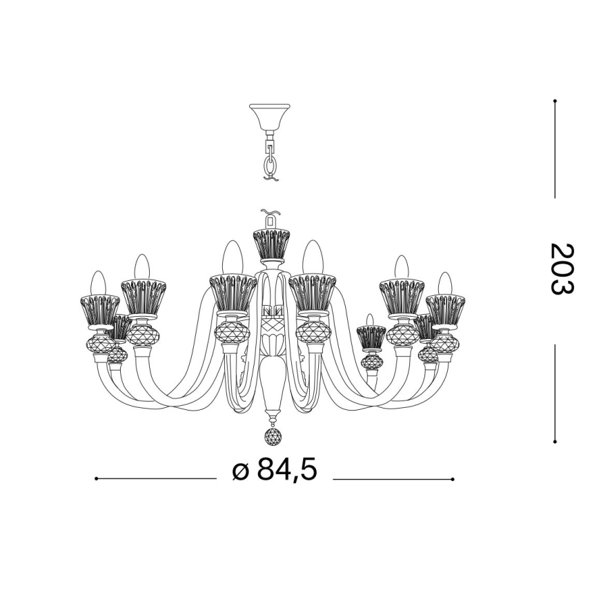 Ideal Lux - Kristalni luster na lancu STRAUSS 12xE14/40W/230V pr. 84,5 cm mesing