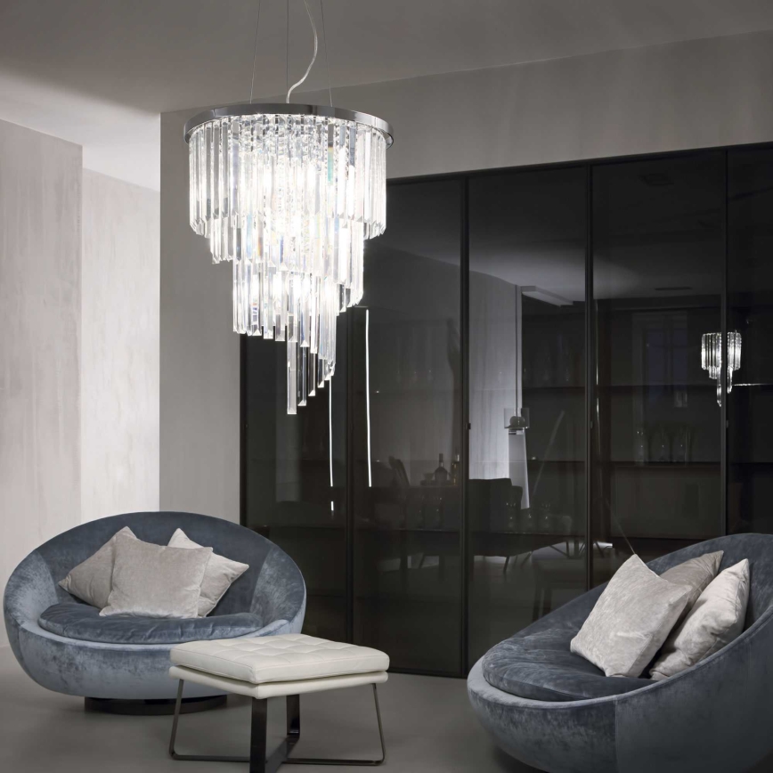Ideal Lux - Kristalni luster na sajli CARLTON 12xE14/40W/230V pr. 50 cm sjajni krom