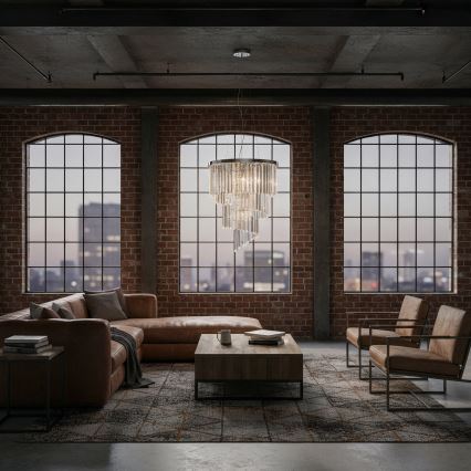 Ideal Lux - Kristalni luster na sajli CARLTON 12xE14/40W/230V pr. 50 cm sjajni krom