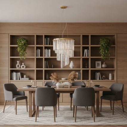 Ideal Lux - Kristalni luster na sajli CARLTON 12xE14/40W/230V pr. 50 cm zlatna