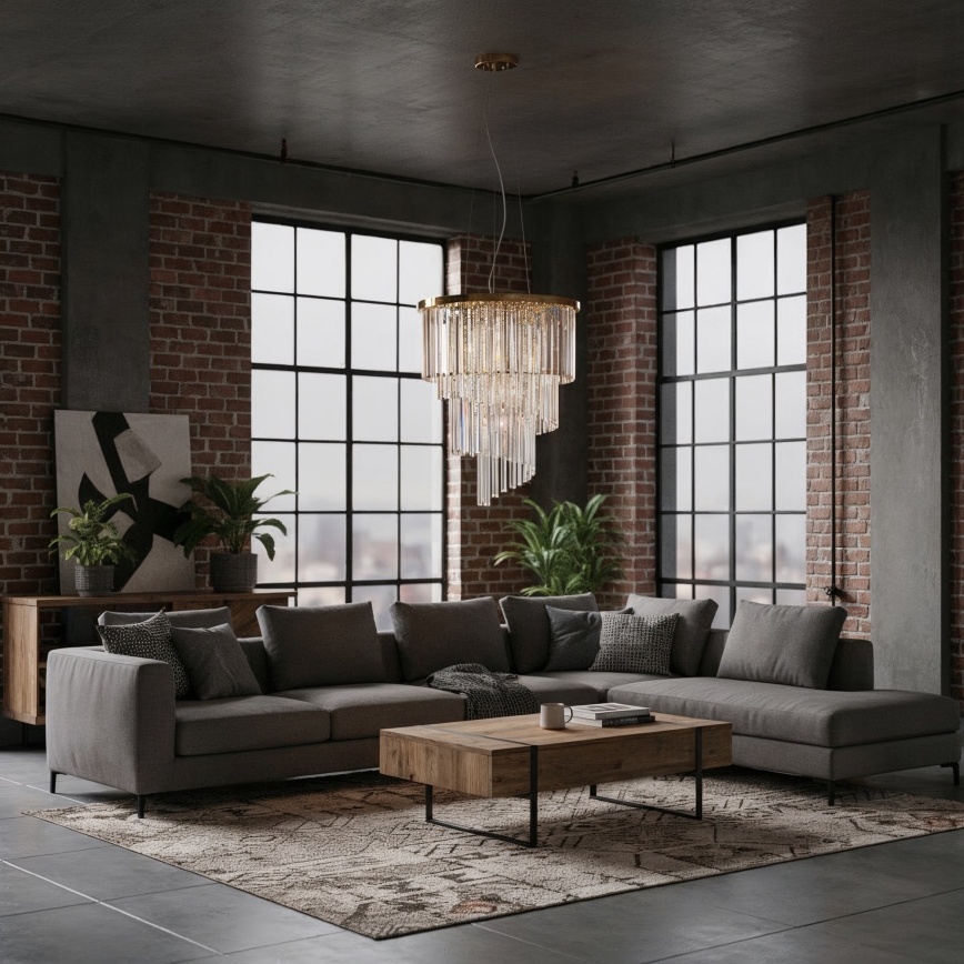 Ideal Lux - Kristalni luster na sajli CARLTON 12xE14/40W/230V pr. 50 cm zlatna