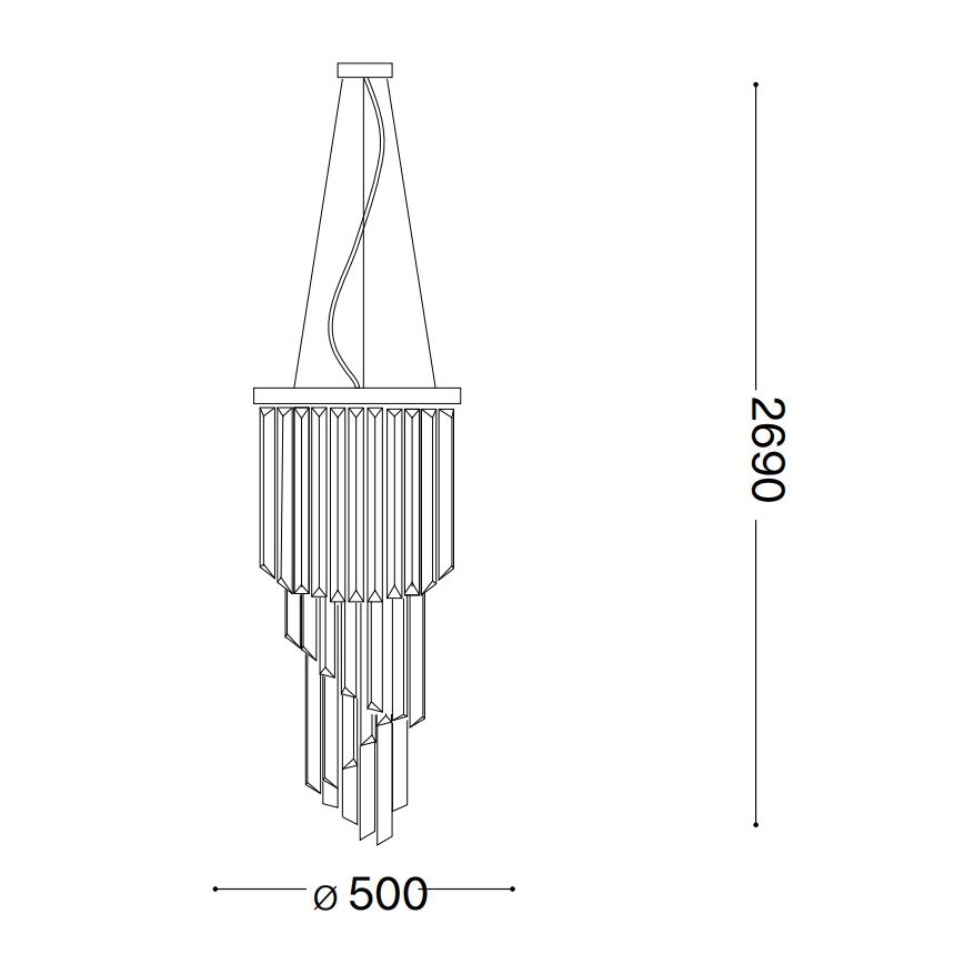 Ideal Lux - Kristalni luster na sajli CARLTON 12xE14/40W/230V pr. 50 cm zlatna