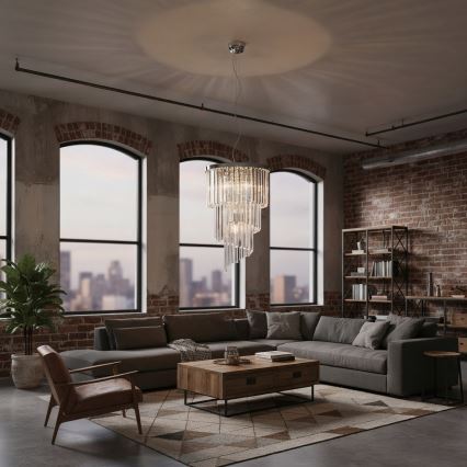 Ideal Lux - Kristalni luster na sajli CARLTON 8xE14/40W/230V pr. 40 cm sjajni krom