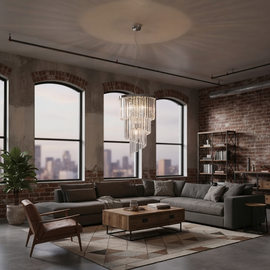 Ideal Lux - Kristalni luster na sajli CARLTON 8xE14/40W/230V pr. 40 cm sjajni krom