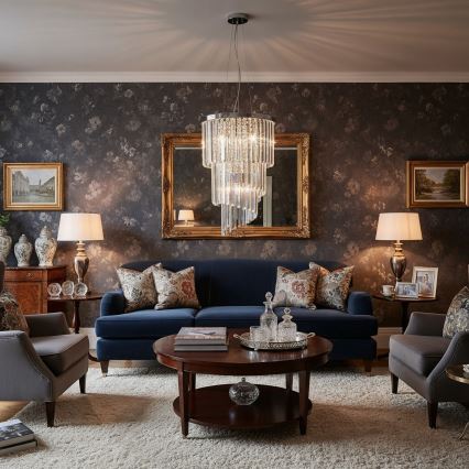 Ideal Lux - Kristalni luster na sajli CARLTON 8xE14/40W/230V pr. 40 cm sjajni krom