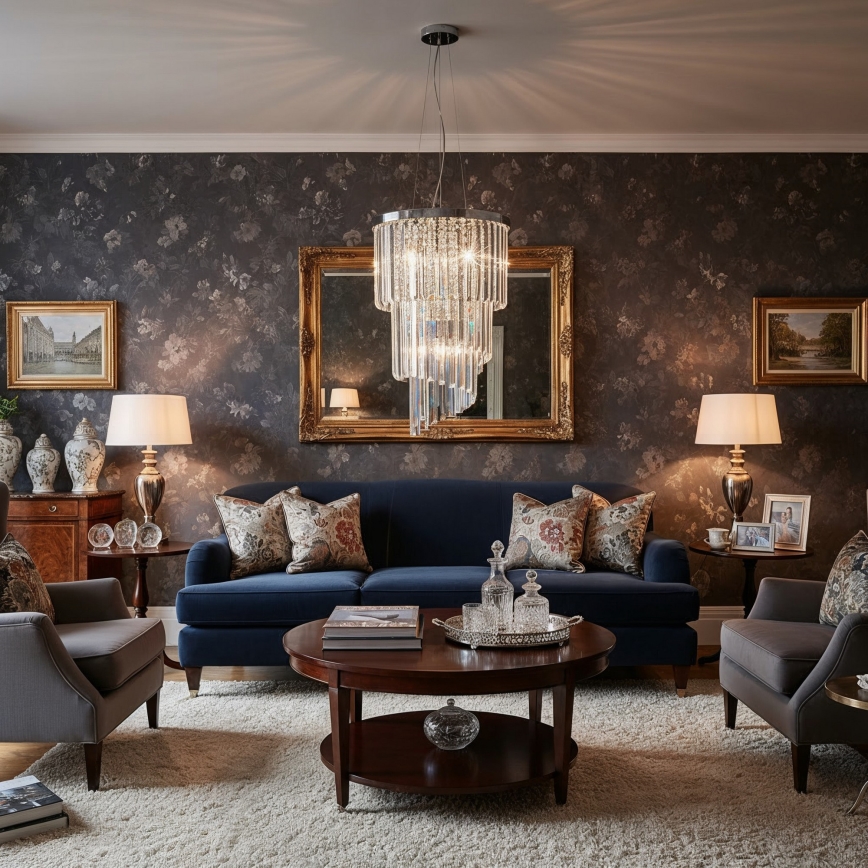 Ideal Lux - Kristalni luster na sajli CARLTON 8xE14/40W/230V pr. 40 cm sjajni krom