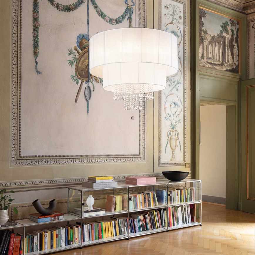 Ideal Lux - Kristalni luster na sajli OPERA 10xE27/60W/230V pr. 90 cm bijela