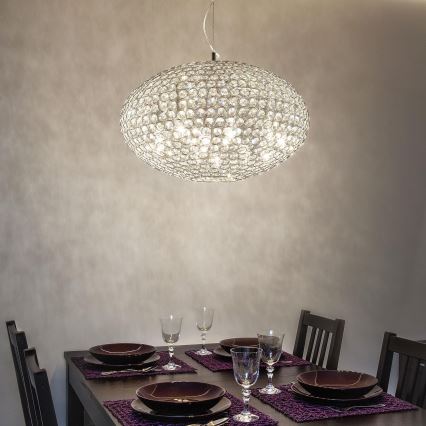 Ideal Lux - Kristalni luster na sajli ORION 12xE14/40W/230V pr. 60 cm srebrna