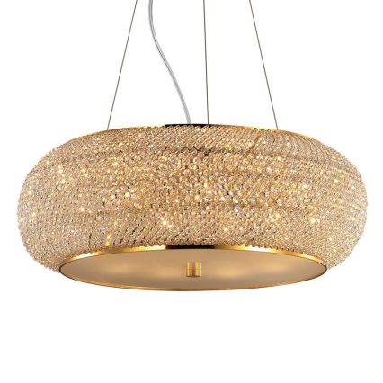 Ideal Lux - Kristalni luster na sajli PASHA 10xE14/40W/230V pr. 55 cm zlatna