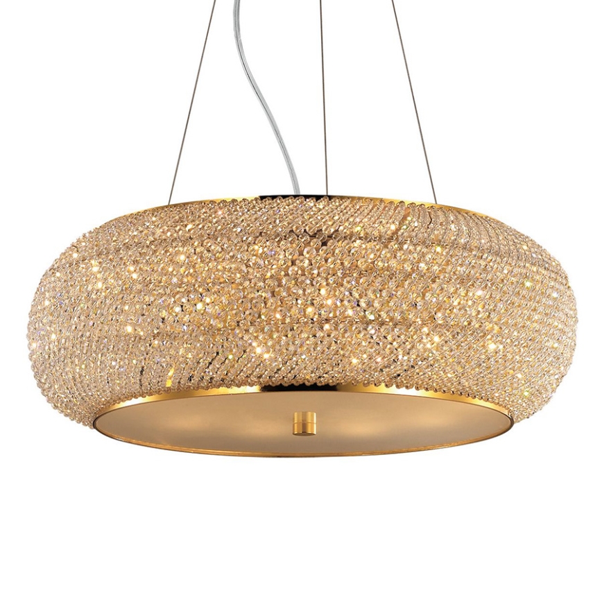 Ideal Lux - Kristalni luster na sajli PASHA 10xE14/40W/230V pr. 55 cm zlatna