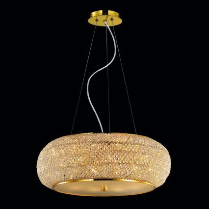Ideal Lux - Kristalni luster na sajli PASHA 10xE14/40W/230V pr. 55 cm zlatna
