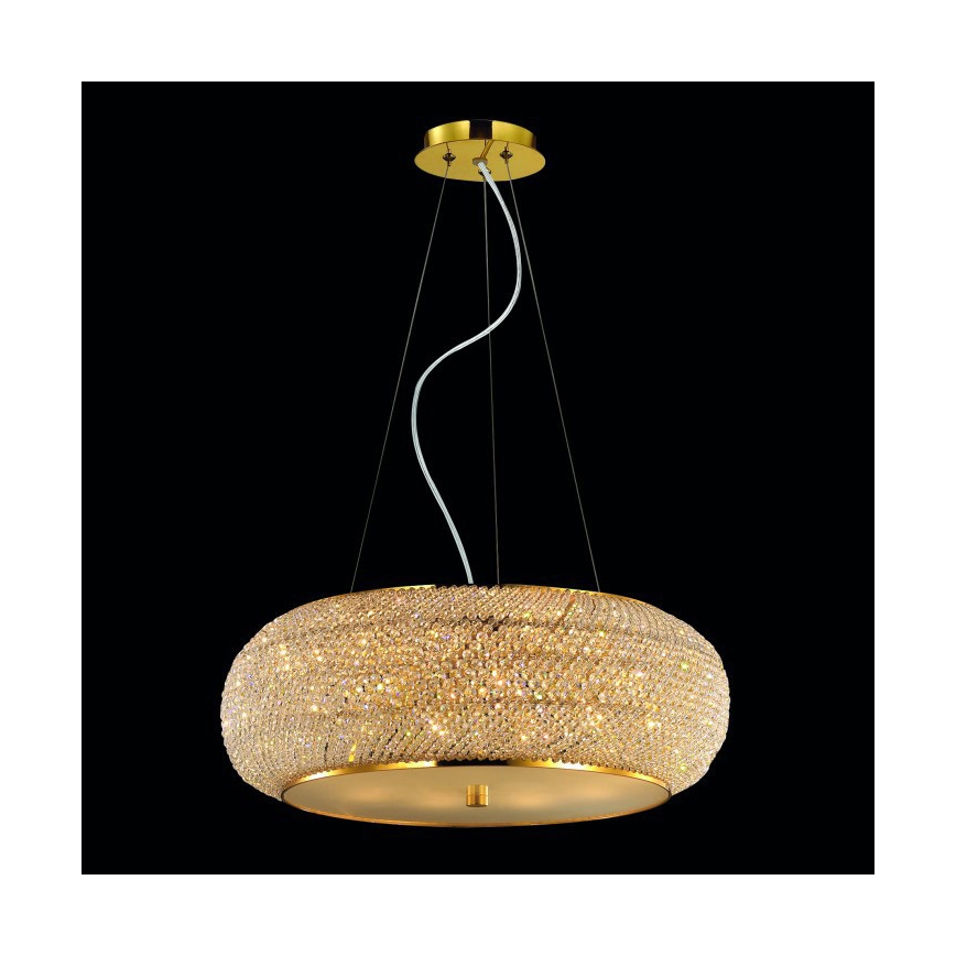 Ideal Lux - Kristalni luster na sajli PASHA 10xE14/40W/230V pr. 55 cm zlatna