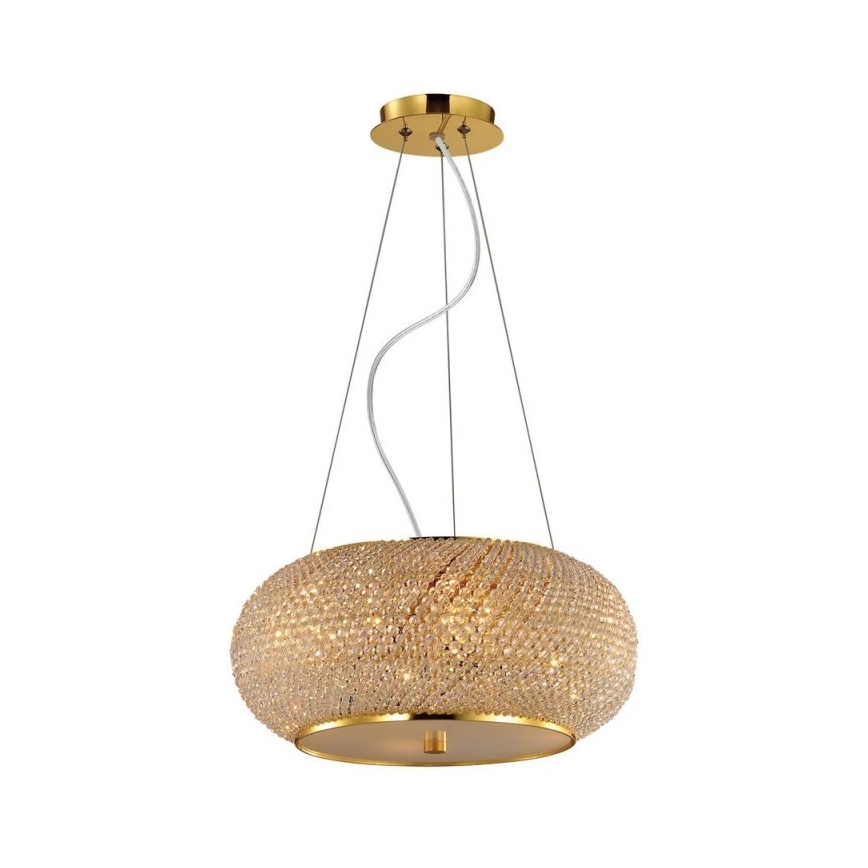 Ideal Lux - Kristalni luster na sajli PASHA 10xE14/40W/230V pr. 55 cm zlatna