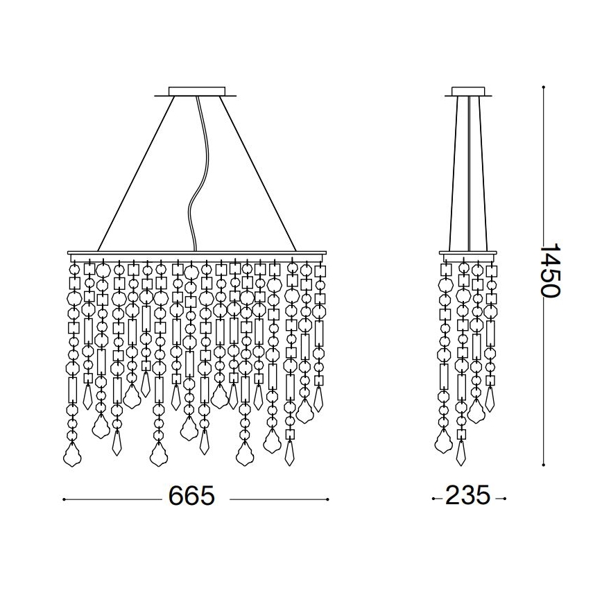 Ideal Lux - Kristalni luster na sajli RAIN 5xE14/40W/230V prozirna