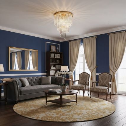 Ideal Lux - Kristalni nadgradni luster CARLTON 12xE14/40W/230V pr. 50 cm zlatna