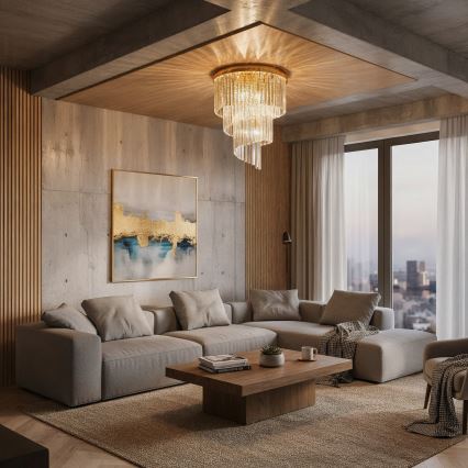 Ideal Lux - Kristalni nadgradni luster CARLTON 12xE14/40W/230V pr. 50 cm zlatna