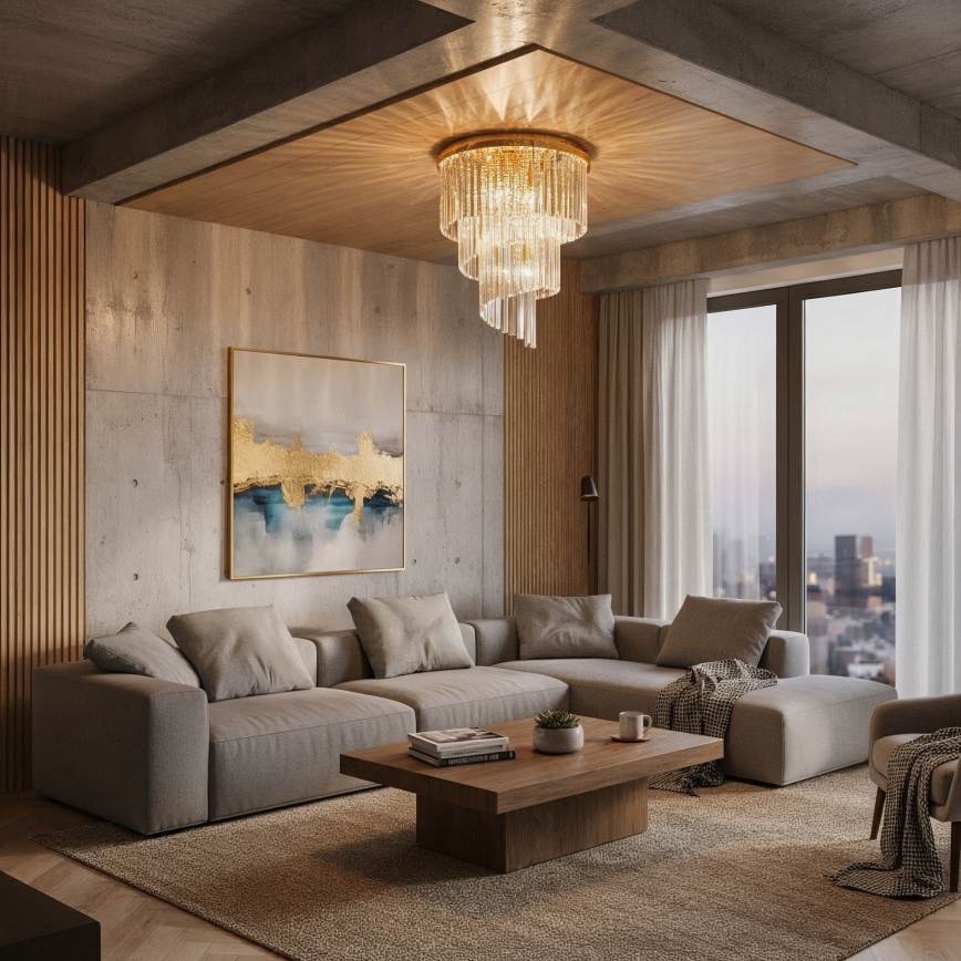 Ideal Lux - Kristalni nadgradni luster CARLTON 12xE14/40W/230V pr. 50 cm zlatna