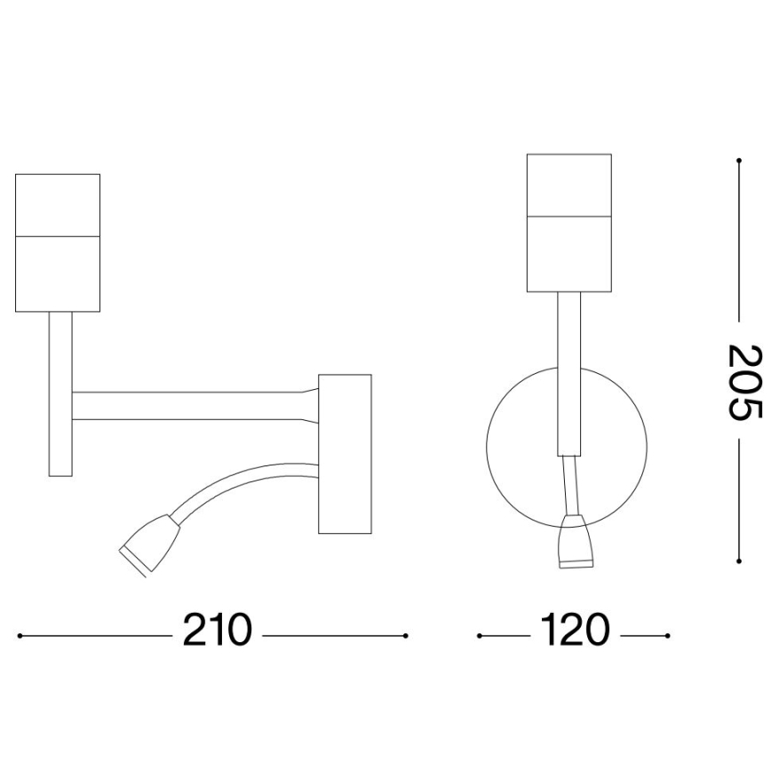 Ideal Lux - LED Fleksibilna lampa s grlom za žarulju SET UP 1xE27/42W + LED/3W/230V CRI 90 USB crna