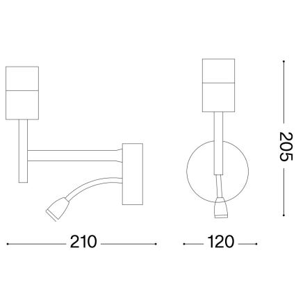 Ideal Lux - LED Fleksibilna lampa s grlom za žarulju SET UP 1xE27/42W + LED/3W/230V CRI 90 USB sjajni krom