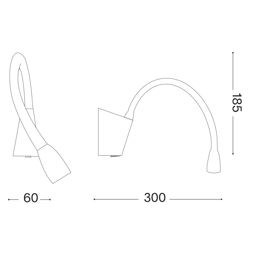 Ideal Lux - LED fleksibilna lampa GOOSE LED/3W/230V CRI 90 crna