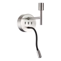 Ideal Lux - LED Fleksibilna lampa s grlom za žarulju SET UP 1xE27/42W + LED/3W/230V CRI 90 USB sjajni krom