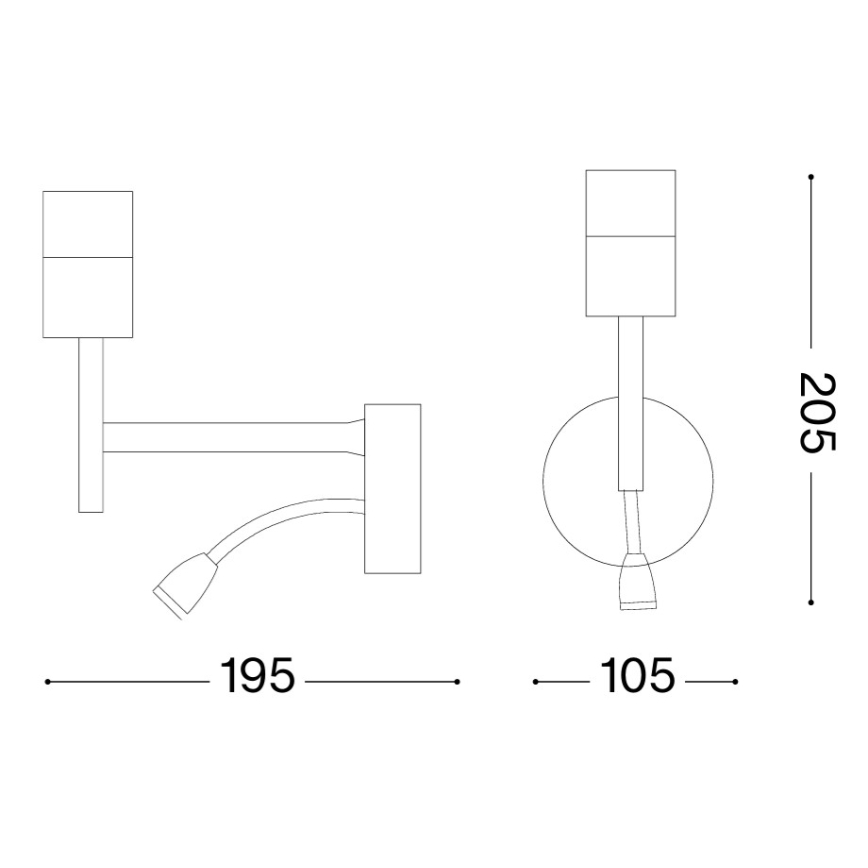 Ideal Lux - LED Fleksibilna lampa s grlom za žarulju SET 1xE27/42W + LED/3W/230V CRI 90 USB zlatna